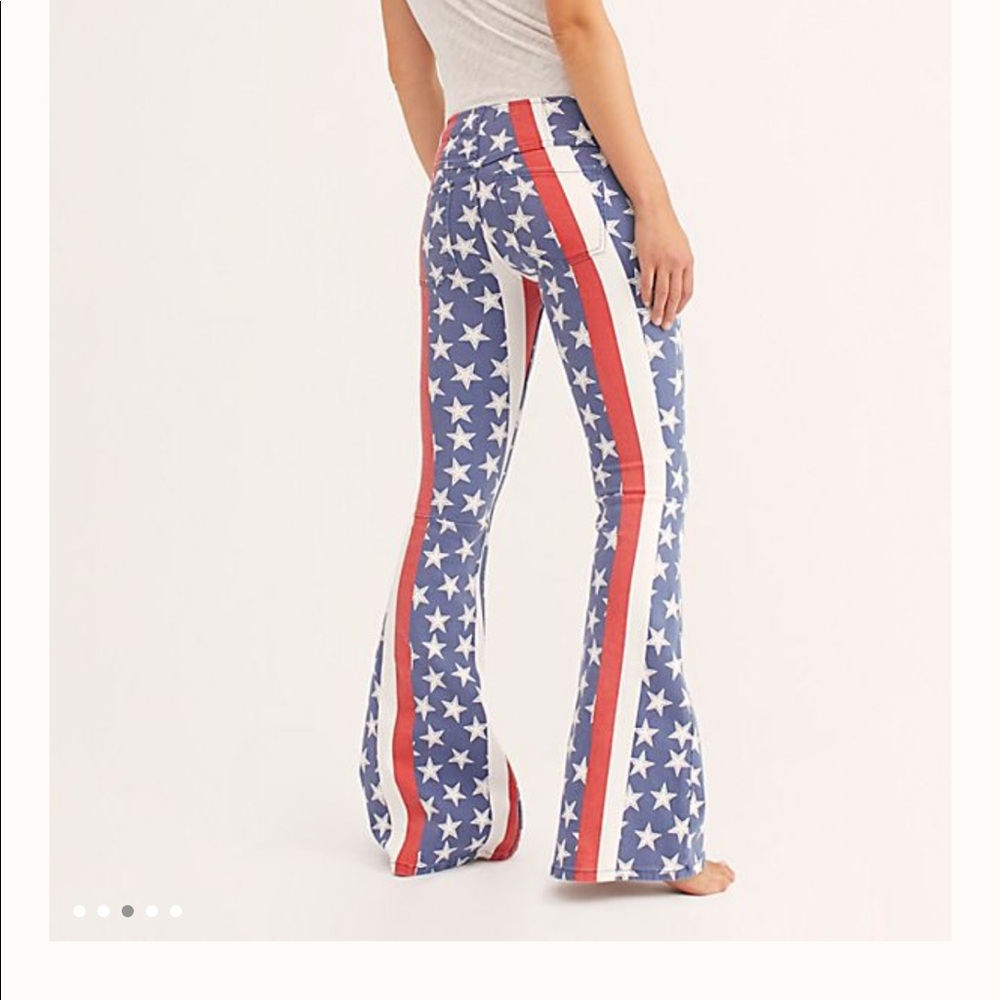 Free People Pull on Starts& Stripes Flare Jeans